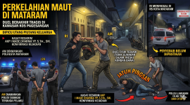 Ilustrasi perkelahian maut di Kota Mataram. (Generated by Gemini AI)