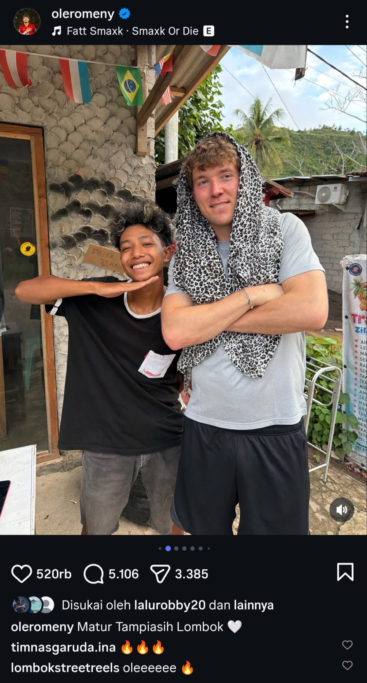 Ole Romeny saat berlibur di Lombok. (ig ole romeny)