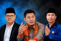 Wakil Ketua DPRD Dompu Kurnia Ramadhan (kiri), Bupati Bambang Firdaus (tengah), dan Ketua DPRD Dompu Muttakun