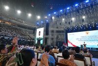Presiden Prabowo Subianto menghadiri Puncak Peringatan Hari Koperasi ke-79 Tahun 2026 yang digelar di Indonesia Arena, Jakarta, pada Minggu, 12 Juli 2026. Foto: BPMI Setpres