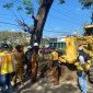 Perbaikan jalan menuju RSUD Sering di Sumbawa.